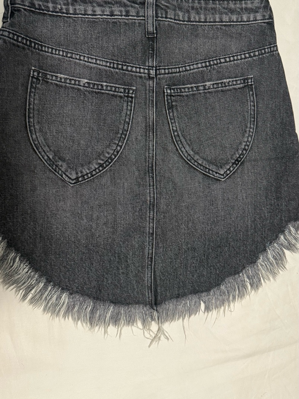 We The Free Charcoal Frayed Hem Denim Shorts
